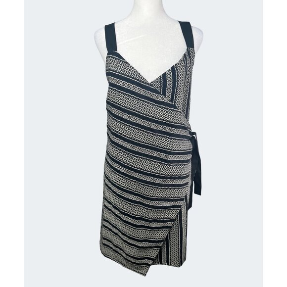 Venus Black & White Geometric Print Sleeveless Wrap Dress Beach Cover-up Medium - Picture 8 of 15